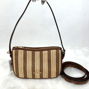 Coach Kailey Shoulder/Crossbody Bag In Straw & Leather Redwood CBG89 NWT